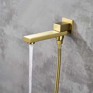 Bathroom Sink Faucets Wall Mounted Solid Brass Shower Spout Diverter Valve Mixer Square Faucet
