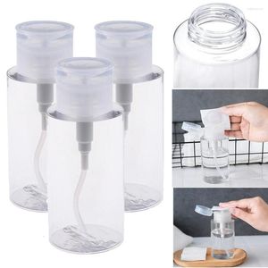 Bottiglie di stoccaggio 3 pezzi 200 ml (6,8 once) Flacone erogatore a pompa con serratura vuota a pressione per smalto per unghie e struccante-unghie