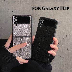 الطلاء الفاخر من الجلد Vogue لـ Samsung Galaxy القابل للطي Z flip3 Flip4 5G دائمة نخيفة أنيقة كاملة الواقية الناعمة الناعمة الصلبة طية قذيفة مقاومة للصدمات