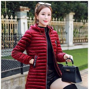女性のトレンチコート女性のための衣服中央の長さの韓国人スタイルのスリムフィット太い冬のパッド入りジャケットの女性