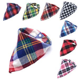 Party Favor Baby Checkered Triangular Scarfs Scottish Button Baby Triangle Scarf Double-Sided Plaid babys Cotton Saliv Handduk T9I002352