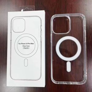 Capas de telefone magnéticas transparentes para iPhone 15 Capa traseira de acrílico transparente para Apple 15 14 13 12 11 pro max XR Samsung S24 S23 S22 Ultra compatível com carregador Magsafe