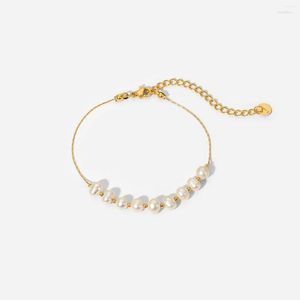 Anklets Fashion INS Natural Freshwater Pearl Stainless Steel Bangles Jewelry Women Gifts Dainty PVD 18K Gold Plated Chain Bracelets