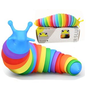 Slug Decompression Toy Fidget Rainbow Slug Articulated Insects Fun Crawling Sensory Toy Twisted Casually Pleasant Puzzle Decompression Suitable Release