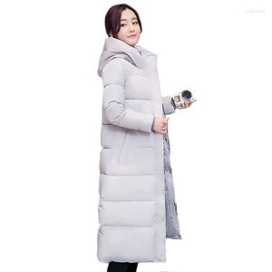 Women's Trench Coats Solid Color Down Cotton Coat Women 2023 Winter Korean Loose Outerwear Hooded Zipper Thicken Mid-length Jacket Female