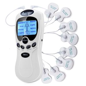 Tragbare schlanke Ausrüstung Pulse Tens Akupunktur Elektrische Körpermassage 8 Modelle Digitales Therapiegerät 4Pads Elektrischer Muskelstimulator Ganzkörperentspannung 230621