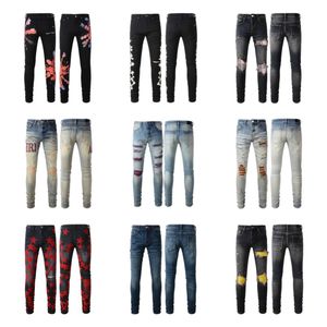 Am jeans jeans de diseñador para hombre jeans ajustados desig 28 colores pantalones Largo hippop Etiqueta Bordado Slim Denim Straight streetwear Pantalones pitillo al por mayor