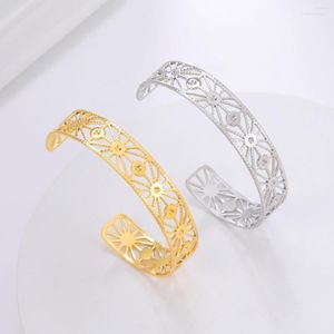 Bangle Teamer Sun Rays Flower Bangles For Women Men Fashion Stainless Steel Bracelets Jewelry Hand Accessories Birthday Gifts