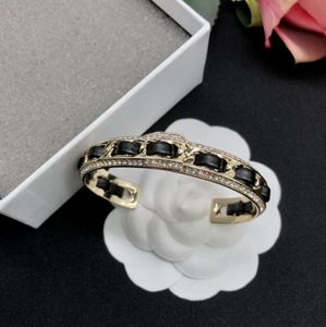 lyx mode kvinnor rostfritt stål armband pärla designer kristall dubbel bokstav öppen elegans lady smycken armband