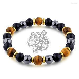 Strand Beaded Strands Magnetic Hematite Bracelets Men Tiger Eye Stone Bead Couple For Women Health Care Magnet Help Weight Loss Jewelry