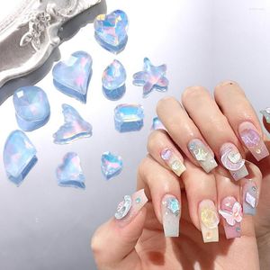 Decorações de arte de unhas 12/10 pçs Mix Cristal Strass Aurora Stars Heart Charms Rosa Roxo Pedras de diamante para unhas Decoração de sereia