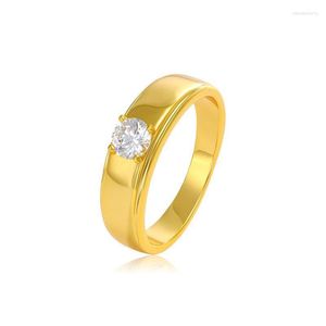 Wedding Rings MxGxFam Single 4 Claw Zircon Engagement Jewelry For Women 24 K Pure Gold Plated High Quality