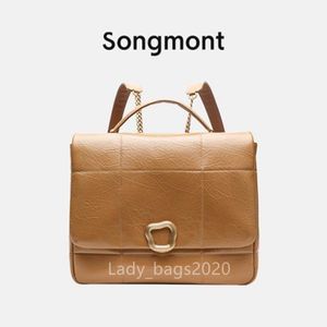 Borse Songmont Zaino Canzone Serie Cioccolato Zaini da 16 pollici Pelle di vacchetta di lusso Computer di nicchia Designer Top Layer Crossbody Tofu Purse