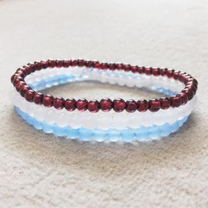 Link Bracciali MG0093 Bracciale Quarzo Neve Z Per Donna Design NATURALE Granato Mala Perline 4 Mm Mini Gem Stone Set