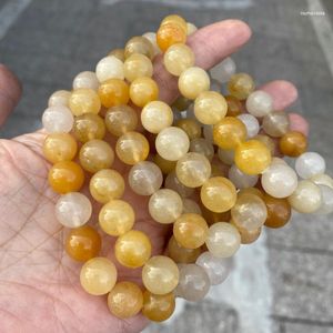 Strand pärlstav strängar naturliga gula jasper stenarmband yoga helande sport handledsdekor runda pärlor grossist raym22