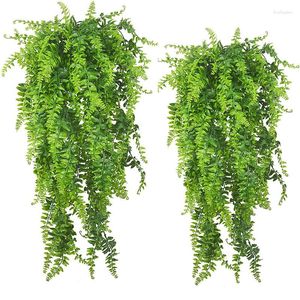 Flores decorativas Planta verde artificial Videira Decoração de jardim para casa Pendurado Folhas de plástico Grama Guirlanda Festa de casamento Decoração de parede Ivy falsa