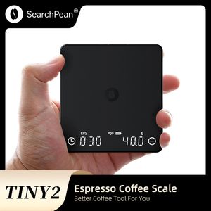 Household Scales SearchPean Tiny2 Espresso Coffee Kitchen Scale Mini Smart Timer USB 2kg 0.1g g oz ml Send Pad Man Woman Gift 230621