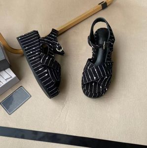 Летняя сандаловая хлопковая твил мягкие женские сандалии дизайнер кожаный клин сандалии