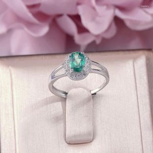 Cluster Rings Fine Jewelry Silver For Women 7 5mm Topaz Green Oval Natural Gemstone Adjustable Ring Classic Engagement Anel R-TO003