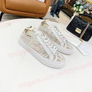 Designer Women Shoes LAURENS Lace Leather Sneakers running shoes Rubber Thick Bottom Canvas Shoes Pink Black White Lace up Trainers shoes Sneakers Outdoor shoes