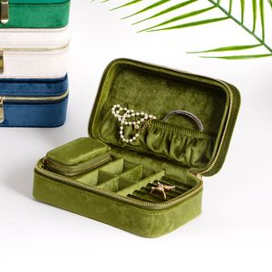 Smyckeslådor sammet smycken förvaring örhänge låddisplay fall arrangör förpackning för hem rese flicka gåva 230621