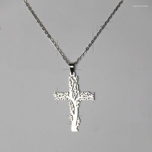 Pendant Necklaces Tree Cross Necklace Amulet Faith Stainless Steel Fashion Trend Simple Men's And Women's Jewelry Gifts 2023