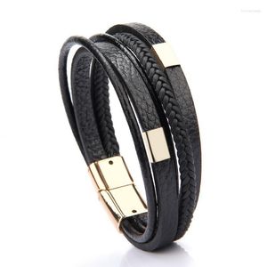 チャームブレスレットniuyitid Classic Leather Bracelet for Men Hand Jewelry Multilayer Magnet Handmade Gift Cool Boysholesale Price Raym22