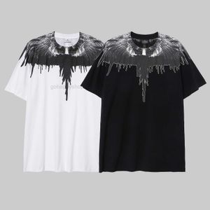 Mb Speckled Black and White Wings Pure Cotton Short Sleeve Men's Women's T-shirt Loose Versatile Underlayy5k9