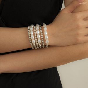 Strand 2023 Панк CCB Beaded Chain Bracelets Bangles Имитация жемчужины для женщин -шарм