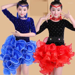 Abbigliamento da palcoscenico Abiti da salsa per adulti / bambini Cha Cha / Rumba / Samba / Latino / Vestito da ballo da sala Donna / Ragazza Roupa De Vestido