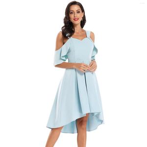 Abiti da festa Taglie forti Abito da cocktail azzurro Donna Sweetheart Abiti da lavoro casual eleganti da sera formale alto-basso