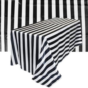 Table Cloth 2 Pcs Striped Tablecloth Simple Black Plastic Cloths Party Reusable Covers Stain Resistant Tablecloths Pool Wedding Decor