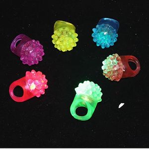 500pcs Flashing Bubble Ring Rave Party Blinking Soft Jelly Glow Cool Led Light Up Finger LED Lights dh0336