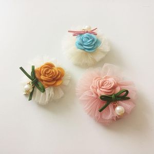 Acessórios de cabelo Boutique 30 pçs Moda Bonito Flor de Feltro Grampos de Cabelo Sólido Kawaii Floral Renda Presilhas Rosa Azul Amarelo