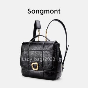 Songmont Bags Song Mochila Chocolate Series Mochilas Grandes de 16 polegadas Luxo Couro de Couro Computador Nicho Designer Médio Feminino WCCrossbody Tofu Bolsa 13 polegadas