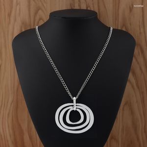 Подвесные ожерелья 1pieces Длинный цепный колье с огромными кругами заявления Boho lagenlook 34 мм