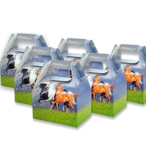 Подарочная упаковка 24pcslot Candy Box Box Box Gift Sacds Детская лошадь тематическая вечеринка для детского душе