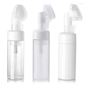 Bottiglie di stoccaggio Dispenser portatile per pompa da viaggio per detergente per il viso Bottiglia per creatore di schiuma con cosmetici per pennelli puliti in silicone