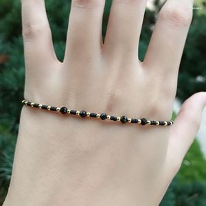 Charme Armbänder Schwarze Perlen Armband Mode Kristall Miyuki Armreif Frauen Handgemachte Einfache Pulsera Stein Schmuck Raym22