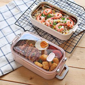 Servis uppsättningar Lunchbox läcksäker dubbel barnskolepicknickmikrovågsugn med miljövänlig behållare