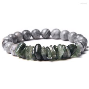 Strand Natural Map Stone Lava Volcanic Beads Armband Oregelbundet Rutilated Quartz Labradorite Chips Kvinnor Män smycken