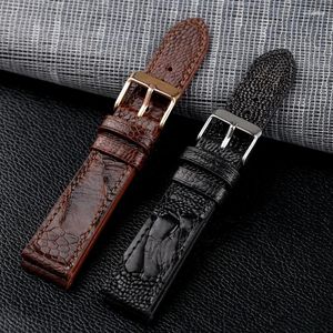 Pulseiras de relógio feitas à mão de couro de pé de avestruz pulseira de relógio 18 19 20 21 22 mm estilo vintage sofisticado marrom preto