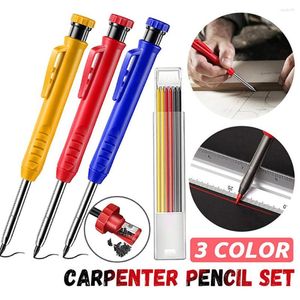 Carpenter Pencil Built-in Sharpener Architect Woodworking Mechanical 3 Colors Refill Construction Marking Tool Scriber