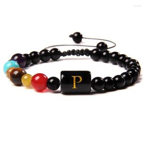 Charm armband 7 chakras reiki sten flätad armband läkande balans handgjorda bokstäver sträng rep justerbar tro id homme gåva