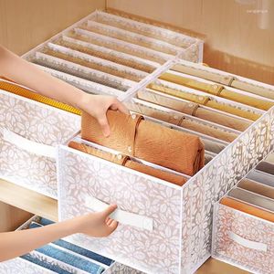 Kitchen Storage 1pc Foldable Clothes Drawer Organizer With Handle Embossed Fabric Washable Organiser For Trousers Leggings T-shirt