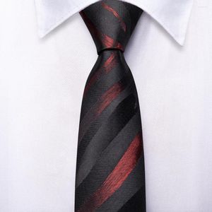 Bow Ties Hi-Tie Black Red Striped Silk Tie för barn Luxur Designer Handky Child Slipsa 120 cm lång 6 cm bred modeparti Dropship