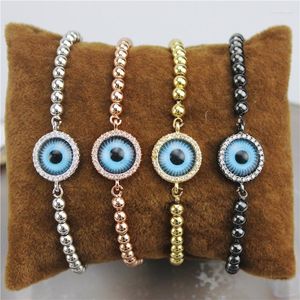 Link Bracelets 10pcs/lot Design Colorful Round Eye Connector Cz Bracelet Plated Cubic Zircon Component Wholesale