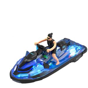 Fjärrkontrollerad båt 2.4G RC Motorbåt Electric Water High-Speed ​​Boat Toy med LED-ljus