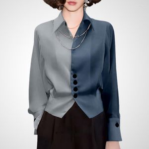 Женские блузки 2023French в стиле элегантная цветовая контрастность женская рубашка весна и летняя с длинными рукава