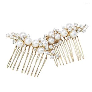 ヘアクリップ10歯のサイドコーム花柄の白い真珠の花嫁介添人の結婚式のデートショッピングのためのジュエリー